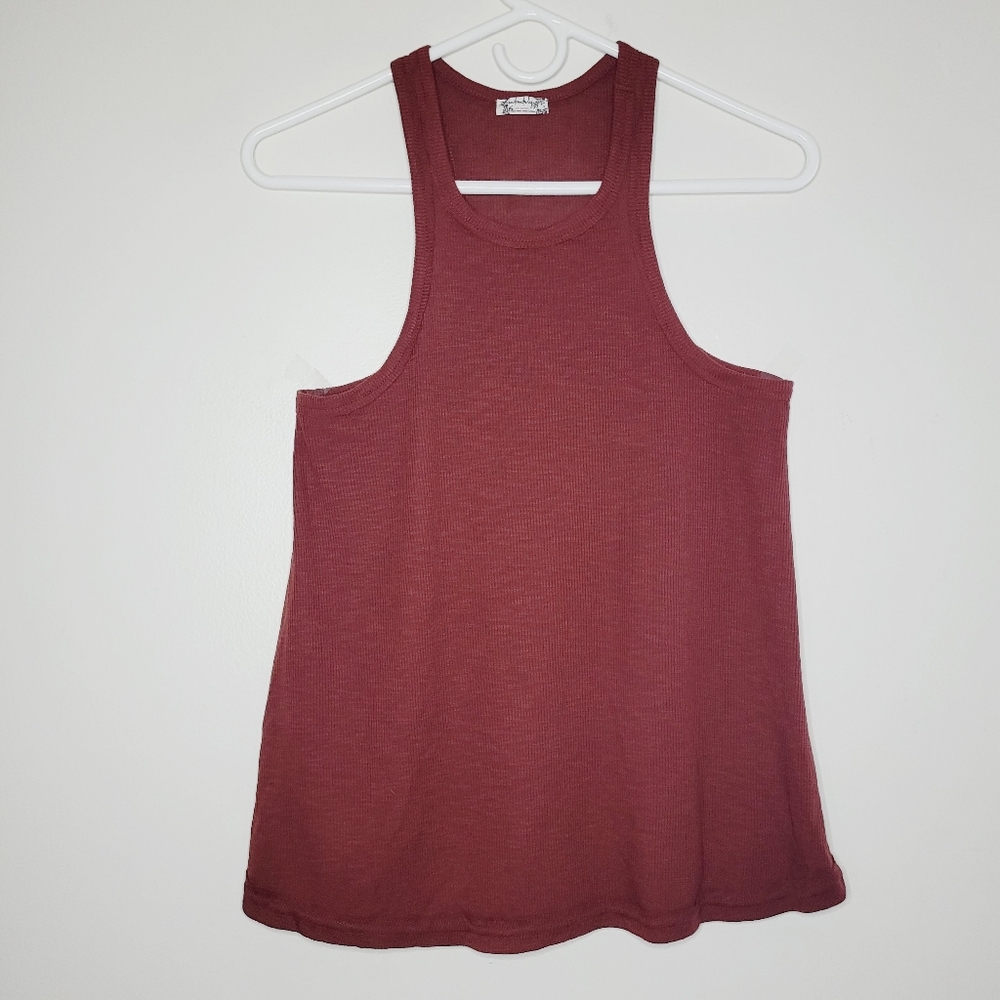 Intimately Free People Tank Top Red Round Neck Sleeveless Easy Comfy Soft Summer
